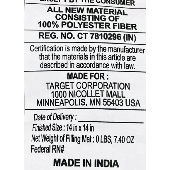 14 x 14 Inch Square Block Decorative Pillow for Porch or Sunroom Oeko-Tex - New - Picture 5 of 5